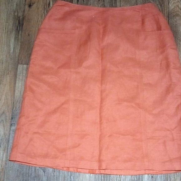 Orange Women's Midi Skirt Linen Blend for business or career - Picture 1 of 3